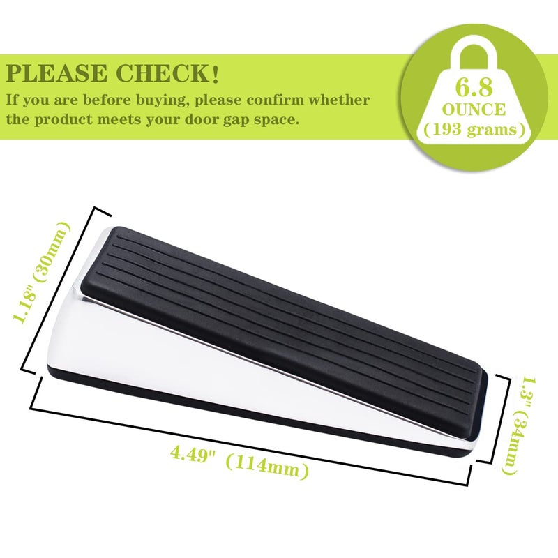 CDBOVID Metal Door Stop, Premium Rubber Heavy Door Stopper, Wedge Stopper, 2Pack, Suitable for Door Clearance of 0.4IN-1.18IN (11mm-30mm) - Image 2